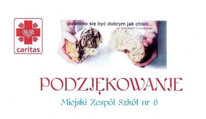 Caritas dziękuje społeczności Miejskiego Zespołu Szkół nr 6